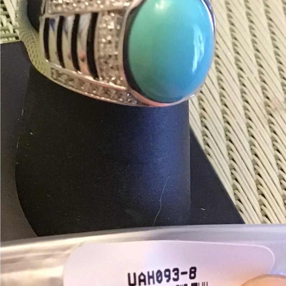 JTV Feroza Round Turquoise Silver Ring - Picture 2 of 3